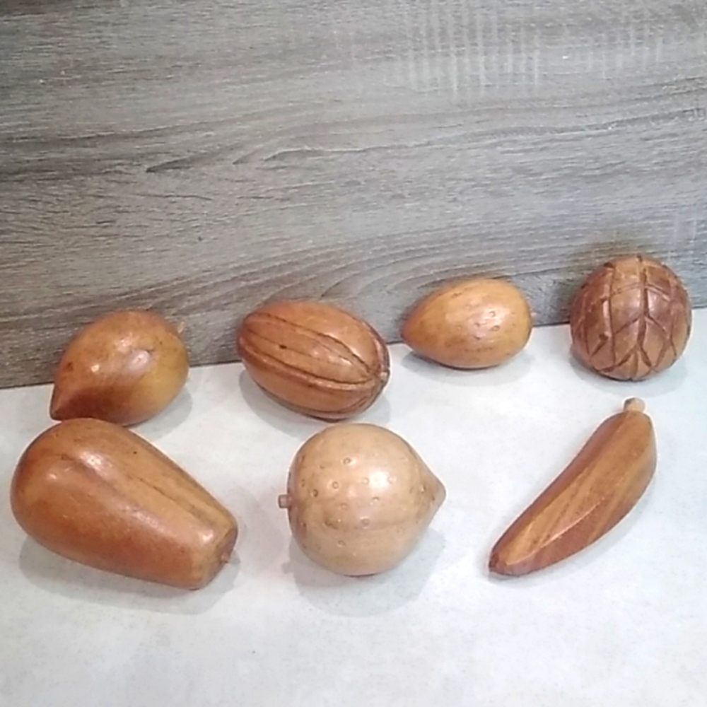 Vintage carved wood fruit home decor